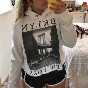Distressed Cropped New York Hoodie
